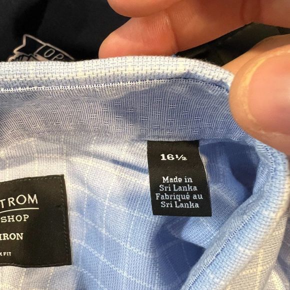 NWT NORDSTROM Light Blue White Waffle Print Long Sleeve Button Down Dress Shirt - Picture 8 of 10